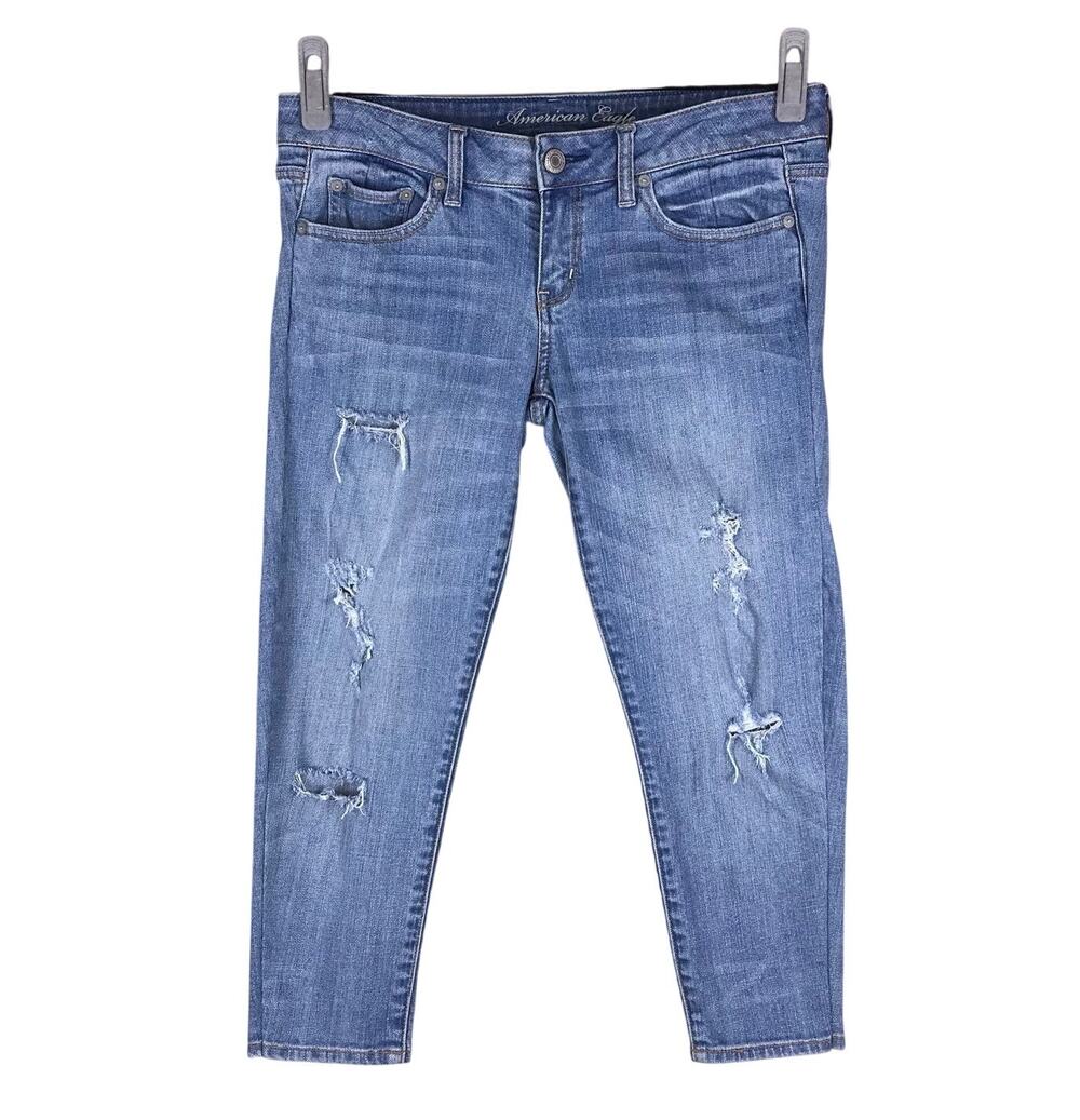 American Eagle Skinny Jeans Women’s 8 Regular Blue Ripped Stretch Denim Casual